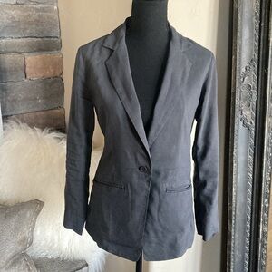 Eileen Fisher Linen Blend Charcoal Blazer